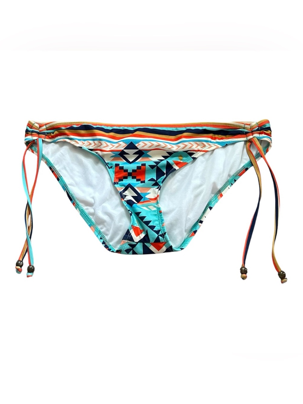 🆕Gianni Bini Yellow Logo Tag Bikini Bottom with Teal Stitching
